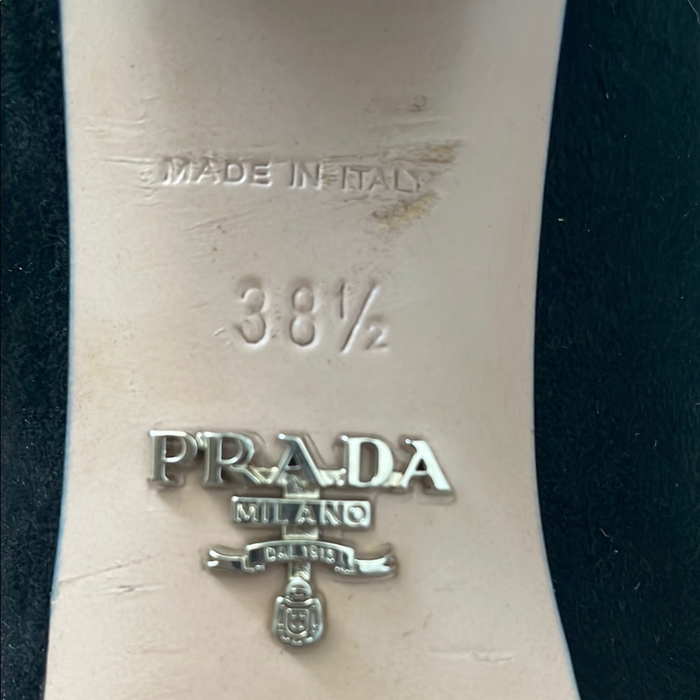 Prada Black Suede Heeled Loafers with Blue Label - Picture 5 of 8